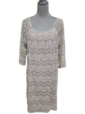Rabbit Rabbit Rabbit Designs XL Tan Lace 1/2 Sleeve Dress NWT XL